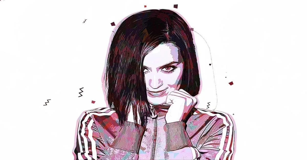 Playful TV Hulk illustration featuring a confident woman with striking colors, ideal for TV streaming and entertainment content.